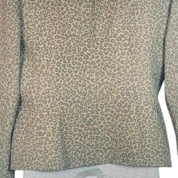 Le Suit Olive & Deep Green Leopard Print Blazer Size 12 Tailored Waist - Picture 4 of 8